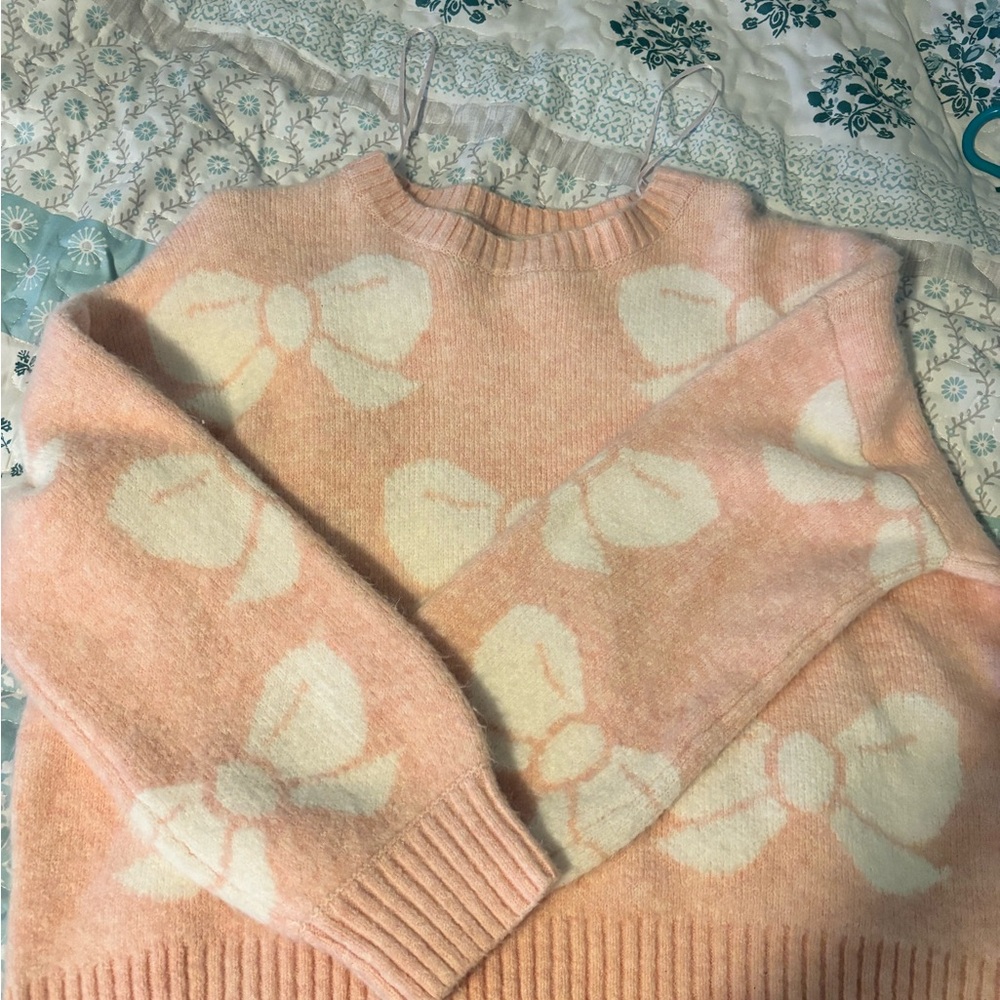Jessica Simpson Pink and Cream Heart Knit Sweater